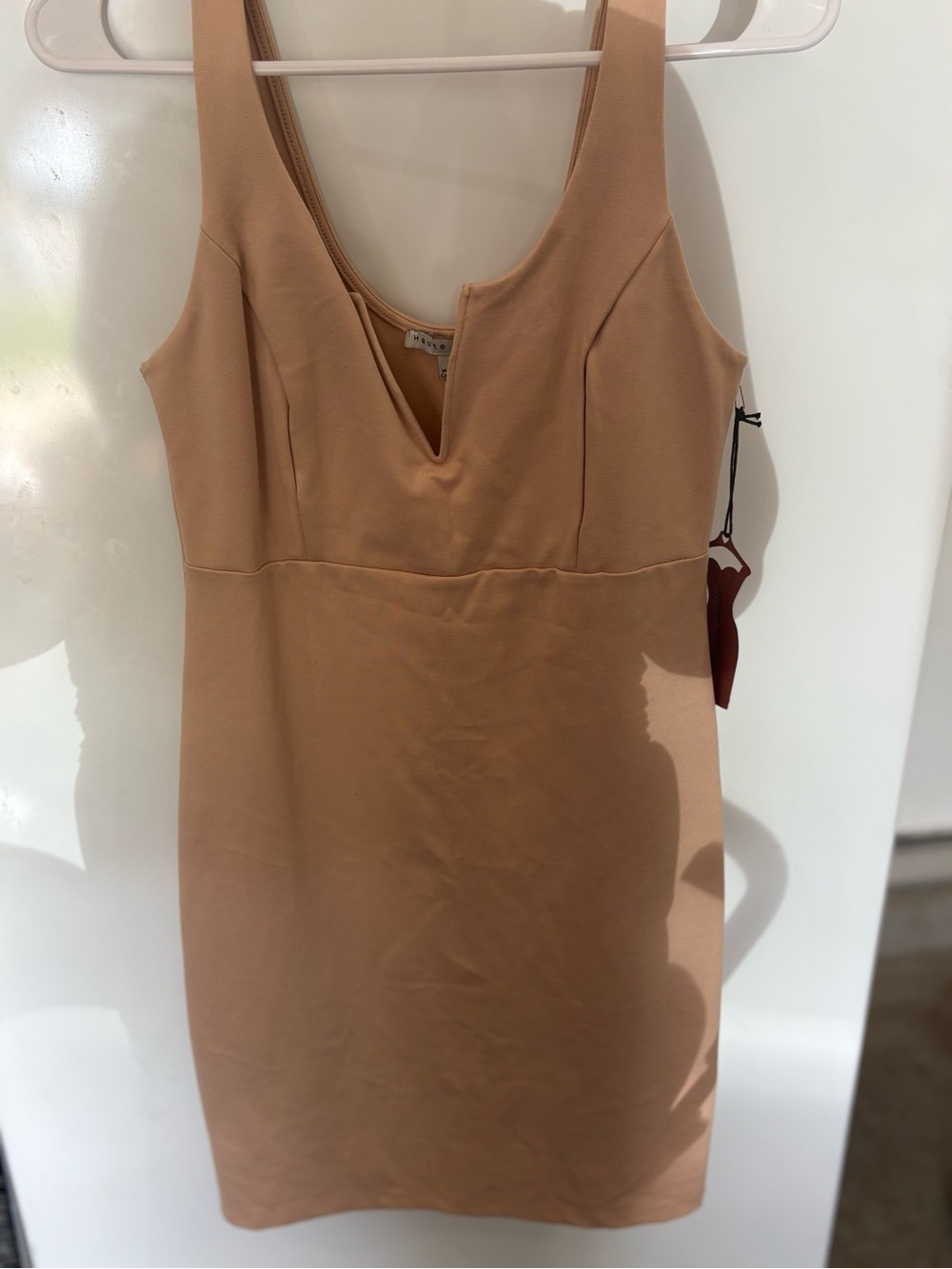 H&M Beige Sleeveless Mini Dress with V-Notch